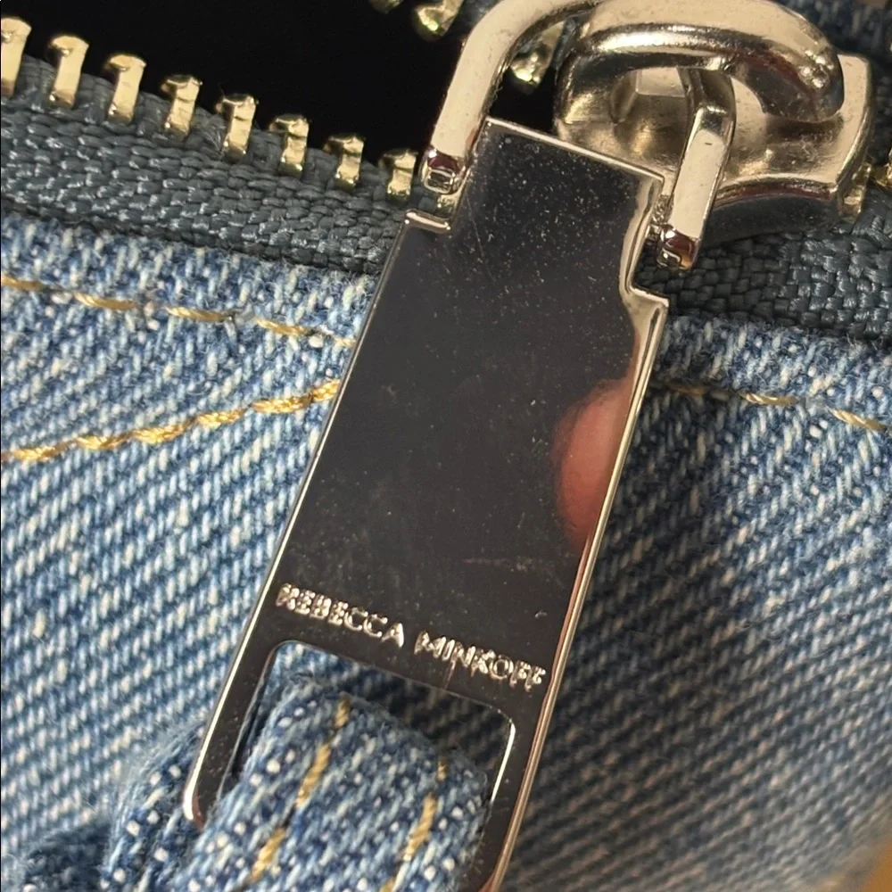 NEW REBECCA MINKOFF Edie Crossbody Quilted Denim heavy chain strap shoulder bag - Picture 11 of 11